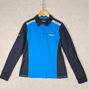 Amazon Womens Active Polo Long Sleeve Blue Black Luly Yang APWLS Large